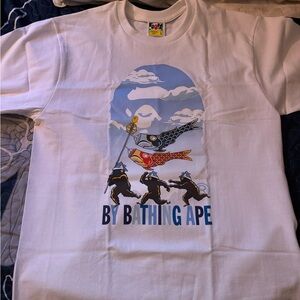 Bape White Tee with Blue Graphic